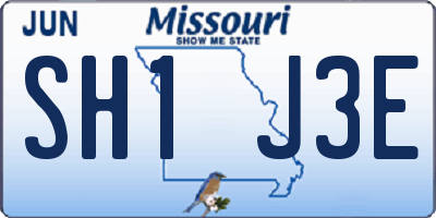 MO license plate SH1J3E