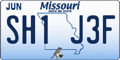 MO license plate SH1J3F