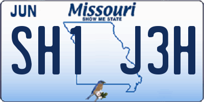 MO license plate SH1J3H