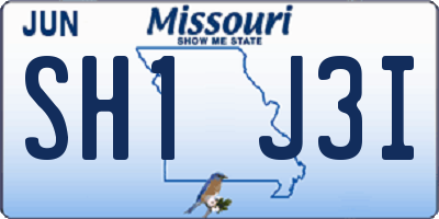 MO license plate SH1J3I