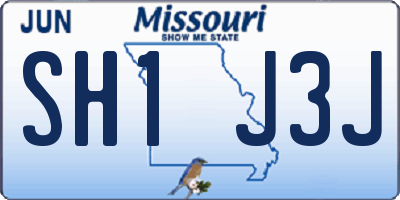 MO license plate SH1J3J