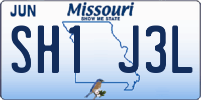 MO license plate SH1J3L