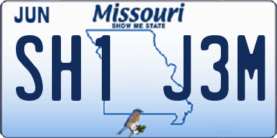 MO license plate SH1J3M