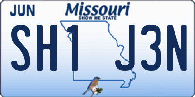 MO license plate SH1J3N