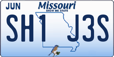 MO license plate SH1J3S