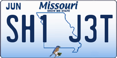 MO license plate SH1J3T