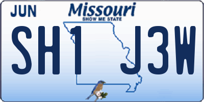 MO license plate SH1J3W