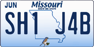 MO license plate SH1J4B