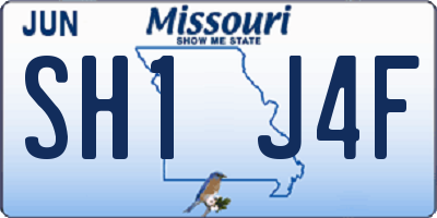 MO license plate SH1J4F
