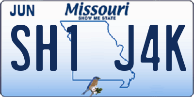 MO license plate SH1J4K