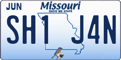 MO license plate SH1J4N