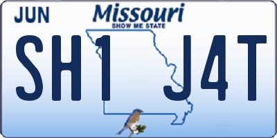 MO license plate SH1J4T