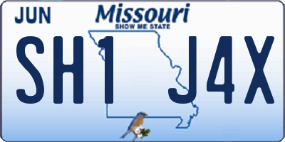 MO license plate SH1J4X