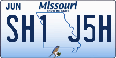 MO license plate SH1J5H