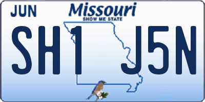MO license plate SH1J5N