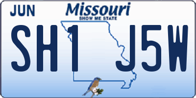 MO license plate SH1J5W
