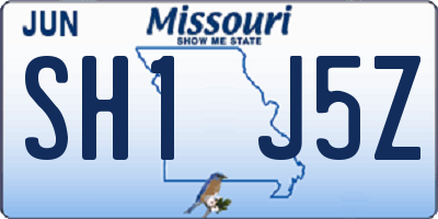 MO license plate SH1J5Z