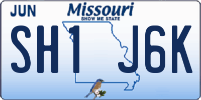 MO license plate SH1J6K