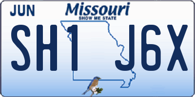 MO license plate SH1J6X