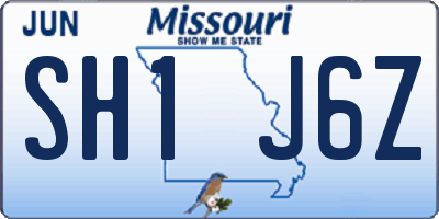 MO license plate SH1J6Z