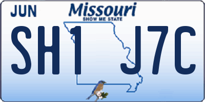 MO license plate SH1J7C