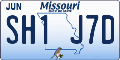 MO license plate SH1J7D