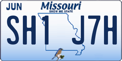 MO license plate SH1J7H