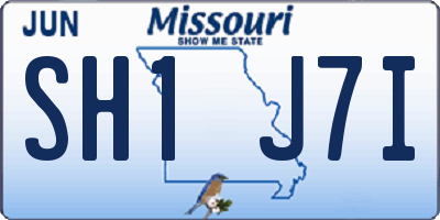 MO license plate SH1J7I
