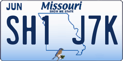 MO license plate SH1J7K