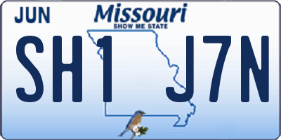 MO license plate SH1J7N