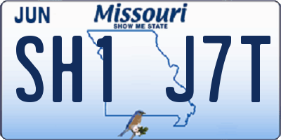 MO license plate SH1J7T
