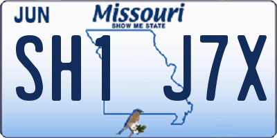 MO license plate SH1J7X