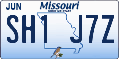 MO license plate SH1J7Z