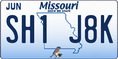 MO license plate SH1J8K