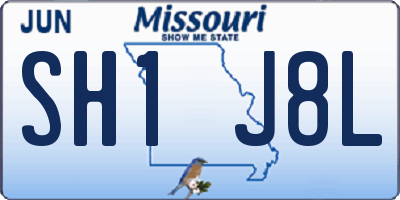 MO license plate SH1J8L