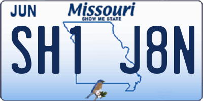 MO license plate SH1J8N