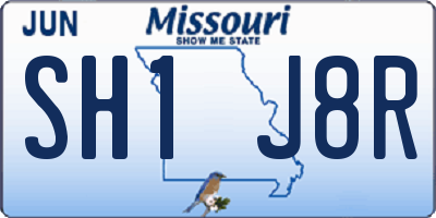 MO license plate SH1J8R