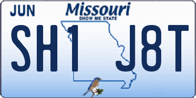 MO license plate SH1J8T