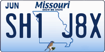 MO license plate SH1J8X