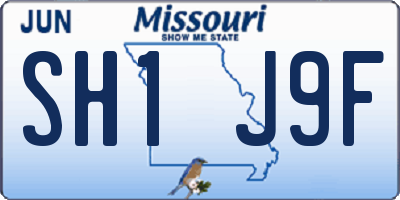 MO license plate SH1J9F