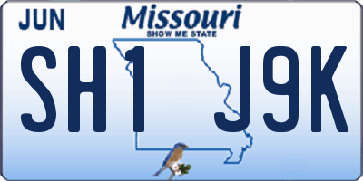 MO license plate SH1J9K