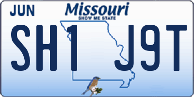 MO license plate SH1J9T