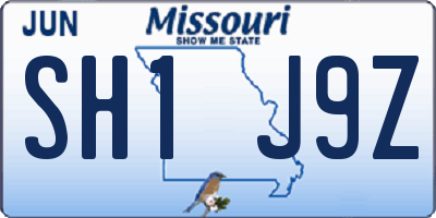 MO license plate SH1J9Z