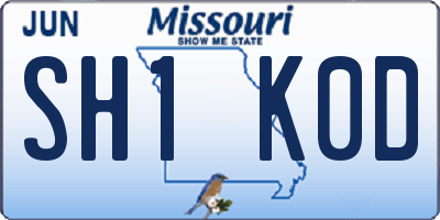 MO license plate SH1K0D