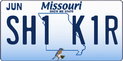 MO license plate SH1K1R