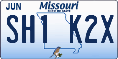 MO license plate SH1K2X