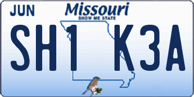 MO license plate SH1K3A