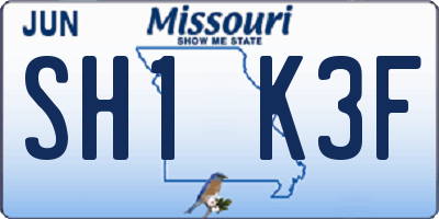MO license plate SH1K3F