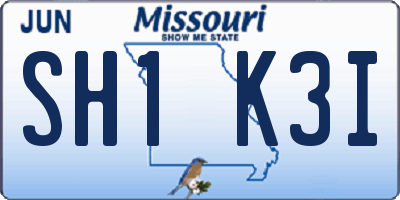 MO license plate SH1K3I