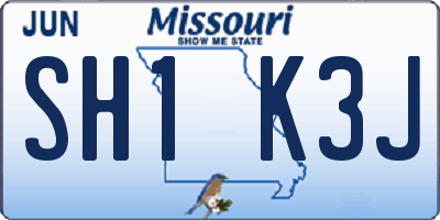 MO license plate SH1K3J